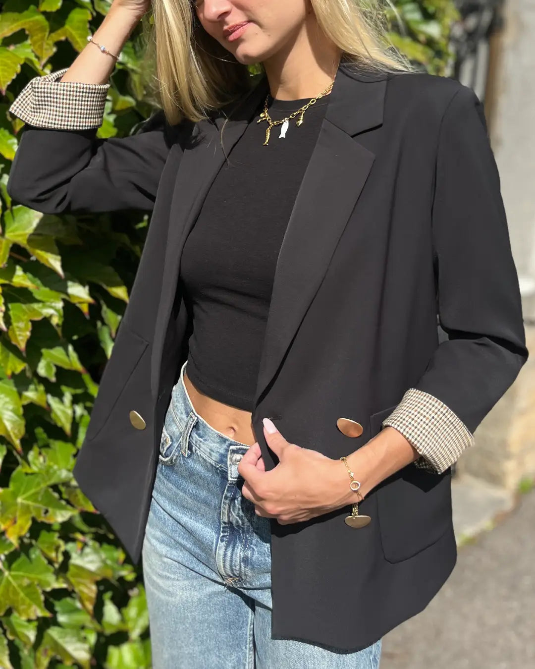 blazer-court-femme-197pxe-1.jpg Veste Blazer Femme Elliot Écru / S – Image 1