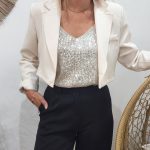 Veste blazer courte écru