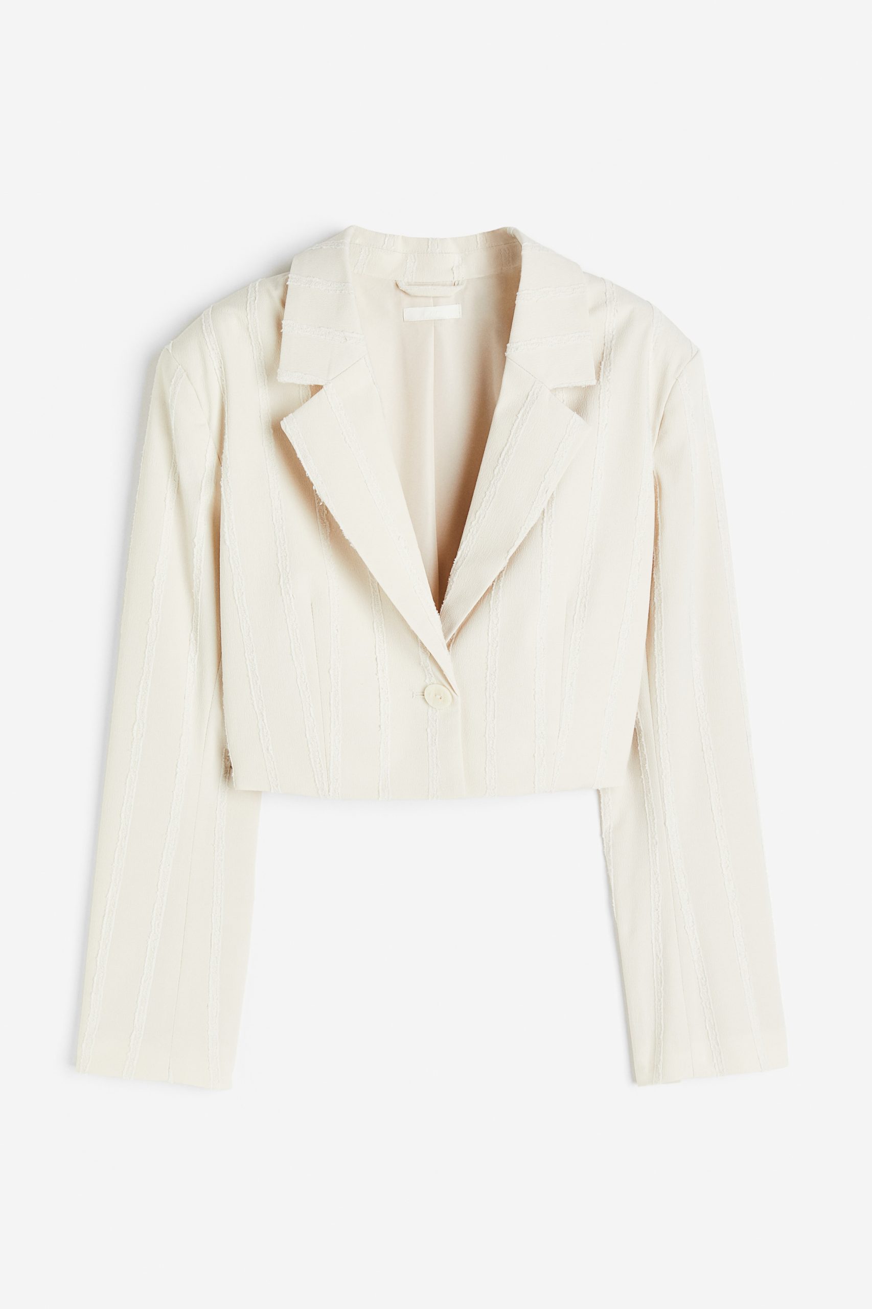 blazer-court-femme-476jfx-1.jpg Blazer court en tissu texturé Écru/rayé – Image 1