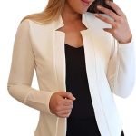 Veste pour femme Blazer court élégant Col montant Manteau automne printemps Veste ouverte sur le devant Cardigan à manches longues Veste ...