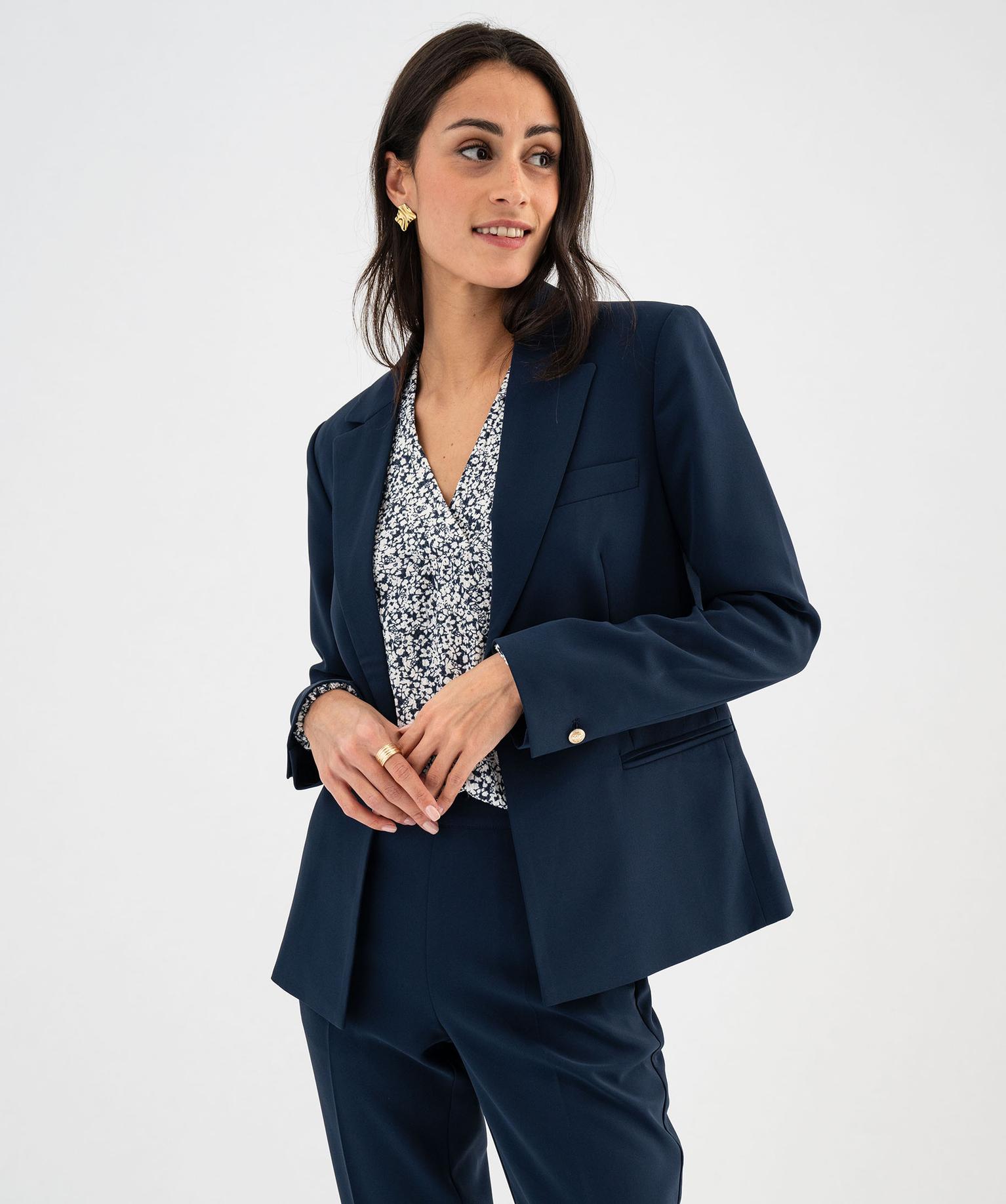 blazer-court-femme-944zdg-1.jpg Veste de blazer coupe cintrée femme bleu marine | GEMO – Image 1