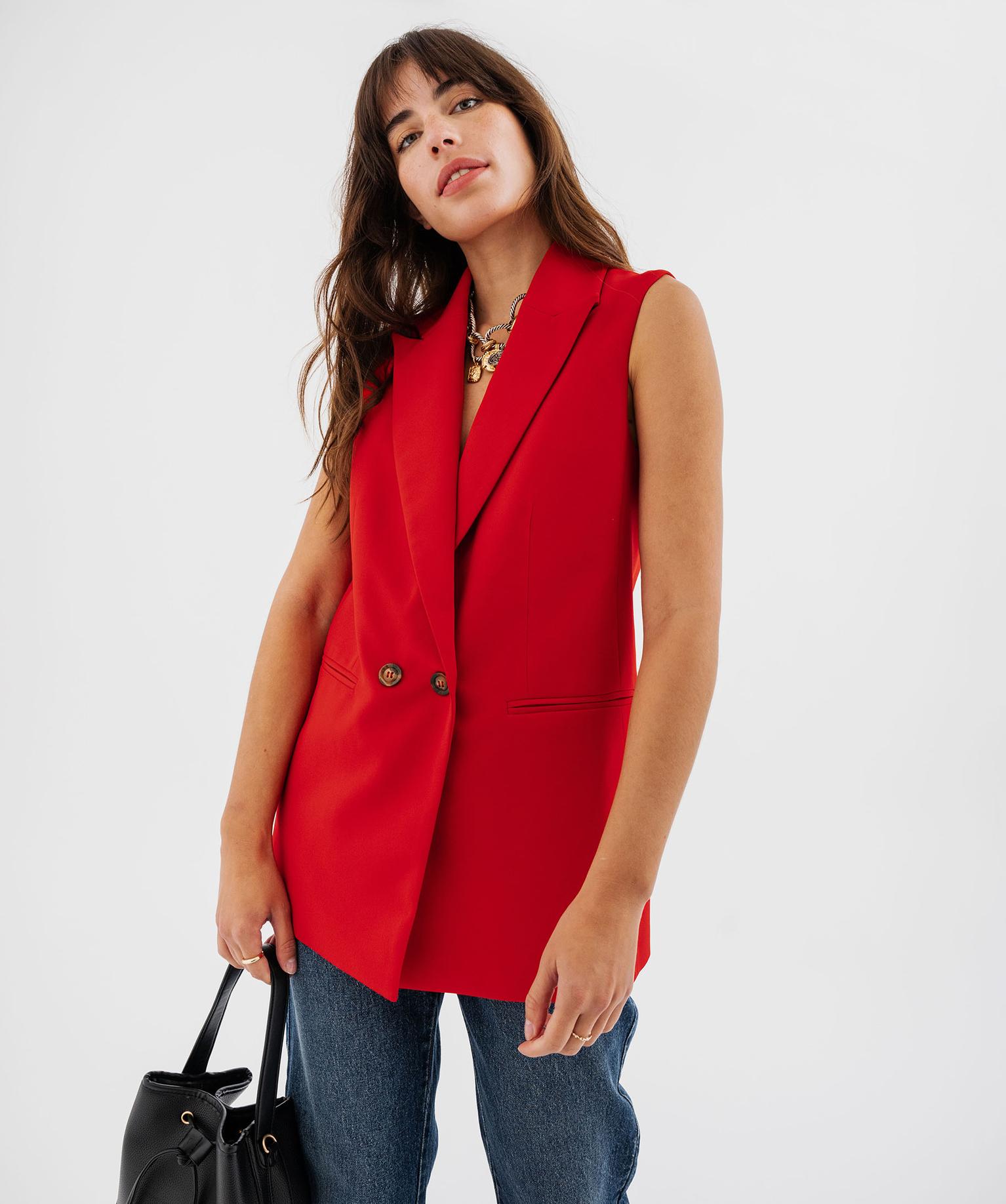 blazer-sans-manche-femme-486nuh-1.jpg Veste blazer sans manches femme rouge | GEMO – Image 1