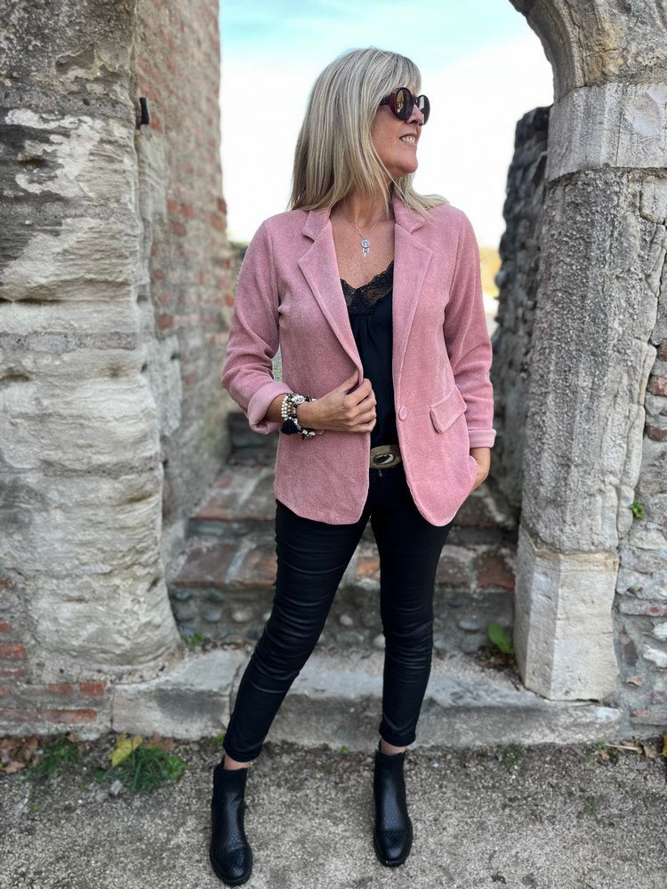 blazer-velours-femme-049rho-1.jpg Veste tailleur en velours Sandra vieux rose – Image 1
