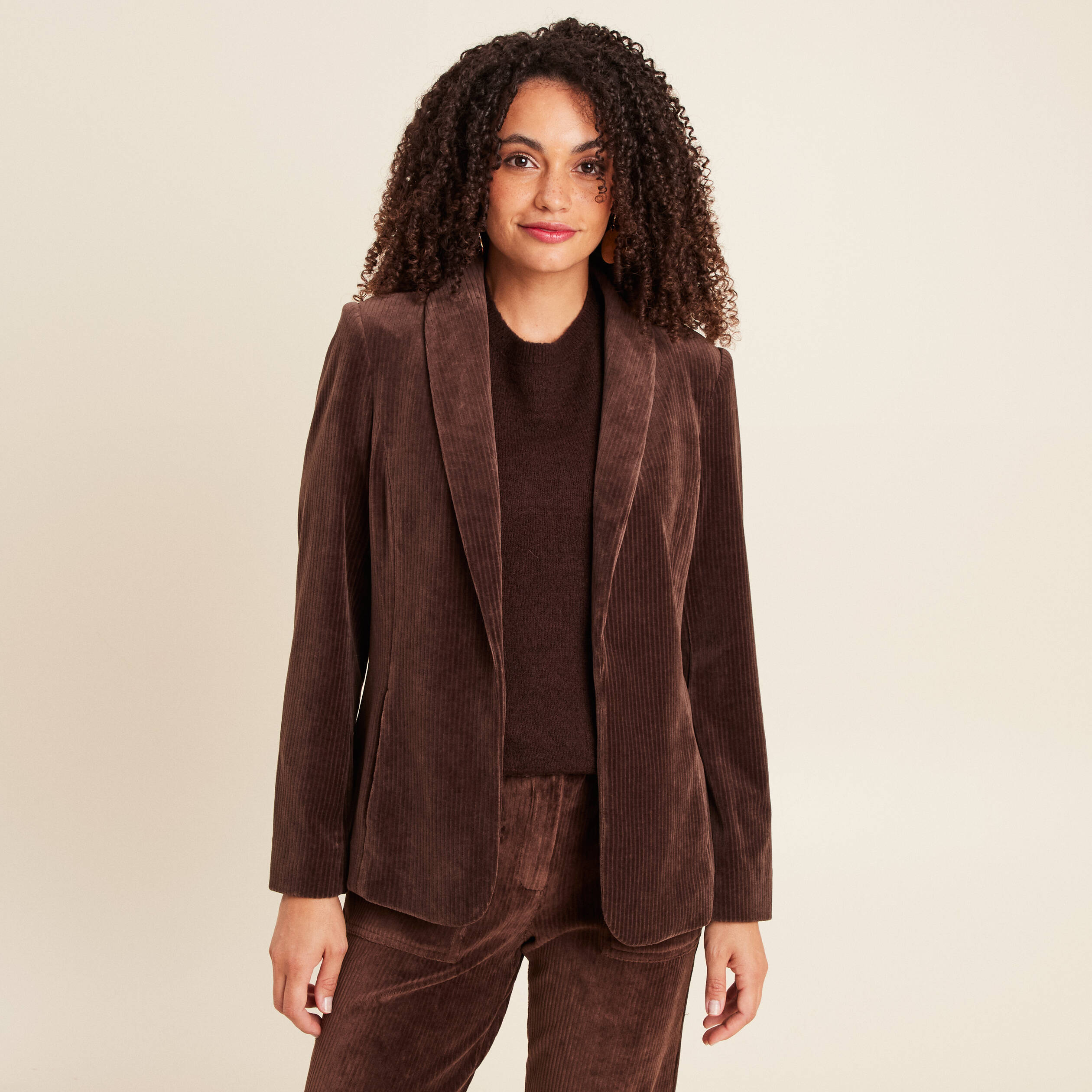 blazer-velours-femme-787fle-1.jpg Veste tailleur velours marron femme – Image 1
