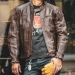 Blouson moto vintage en cuir marron ROGUE Age of Glory