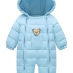 Combinaison doudoune pour bébé avec capuche oreilles et fermetures éclaires