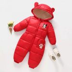 Combinaison doudoune corps entier pour bébé avec capuche à oreilles