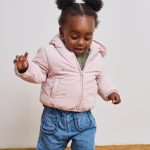 Doudoune bébé fille rose imprimé noeuds