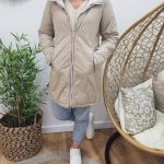 Parka doudoune femme longue épaisse réversible beige et dorée