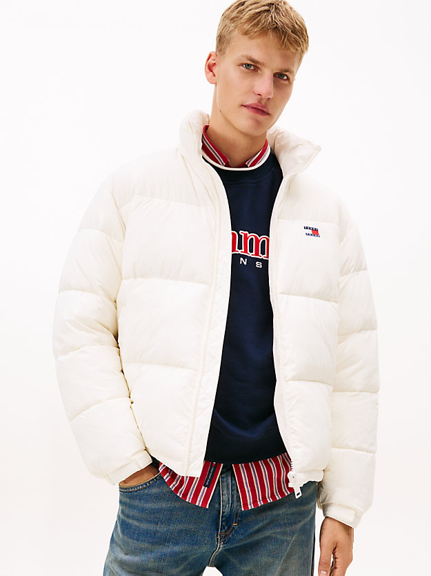doudoune-blanche-homme-556vfm-1.jpg Doudoune décontractée à capuche et dos logo – Image 1