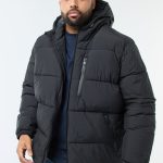 Doudoune chaude matelassée à capuche Noir