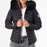 Doudoune Capuche Femme Doudoune Chauffante Doudoune Femme Noir Avec Fourrure Comme Des Loups Doudoune Chauffante Capuche