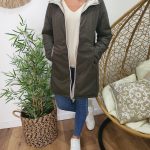 Parka doudoune femme longue épaisse réversible kaki et dorée