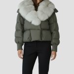 Doudoune femme fourrure kaki