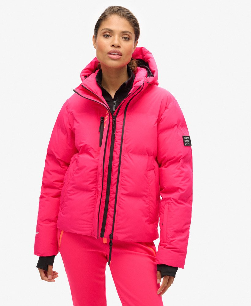 doudoune-ski-femme-176xrl-1.jpg Doudoune de ski droite à capucherose hyper flashy pour Femme | Superdry FR – Image 1