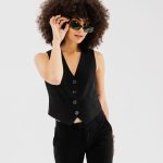 Gilet de costume 4 boutons femme noir | GEMO