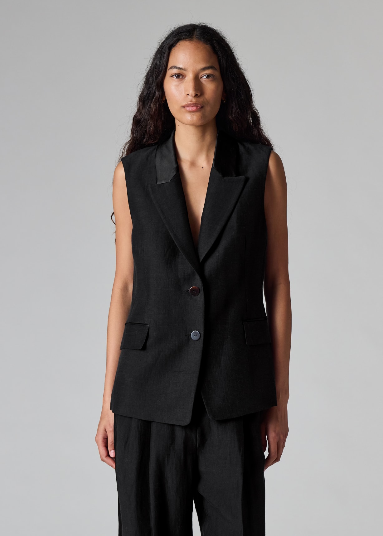 gilet-de-costume-femme-801xad-1.jpg Gilet de Costume Femme Noir en Lin – Image 1