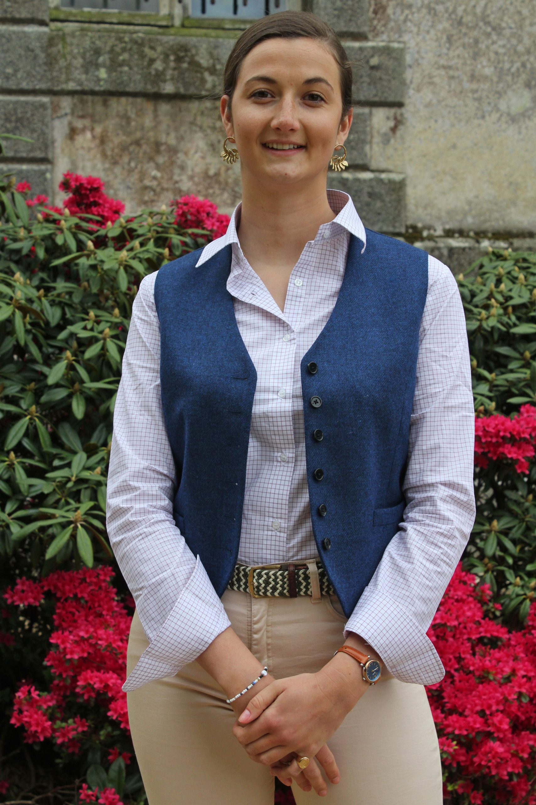 gilet-de-costume-femme-901zaz-1.jpg Gilet tailleur tweed femme bleu encre – Image 1