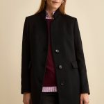 Manteau Mi Long Cintré en Laine et Cachemire Mélangés NOIR 38