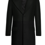 Manteau masculin long noir à revers en pointe