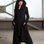 Manteau noir à capuche en laine, manteau d'hiver chaud, fait main Etsy France