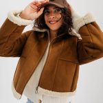Tenue Manteau Aviateur Femme Blouson Aviateur En Suédine Fourrée Femme Marron Vif GEMO