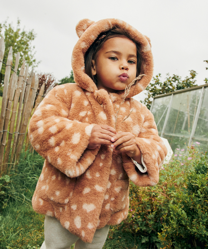 manteau-bebe-862xaa-1.jpg Manteau imitation fourrure et rembourrage recyclé bébé fille camel | Tape à l'oeil – Image 1