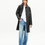 Manteau long en cuir noir Femme | The Kooples