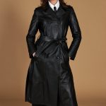 Manteau cuir femme fentes latérales cuir naturel vert Hazel | D'Arienzo