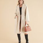 Manteau long uni style feutre Beige