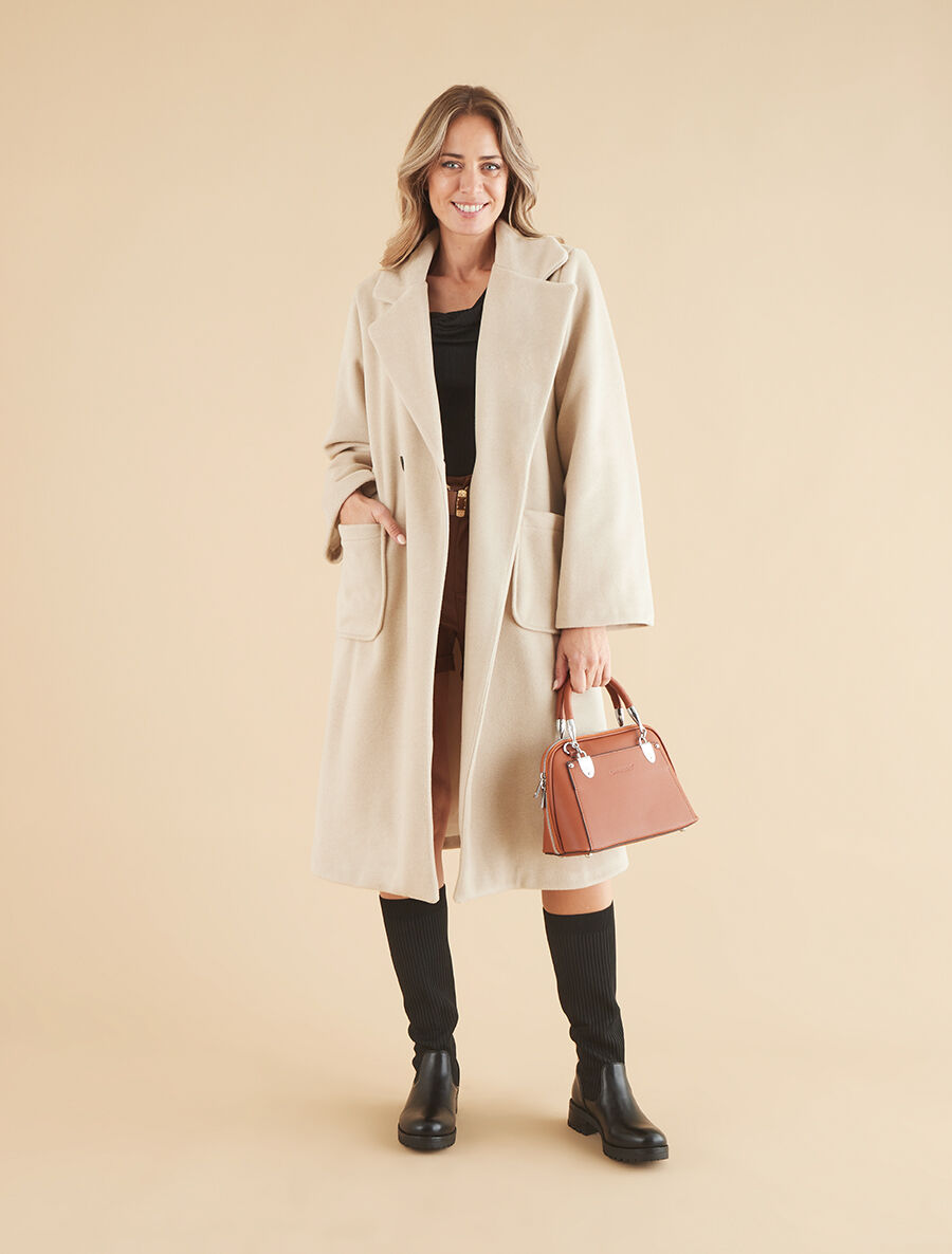 manteau-long-beige-360fil-1.jpg Manteau long uni style feutre Beige – Image 1