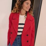 Manteau court à grand col femme rouge | GEMO