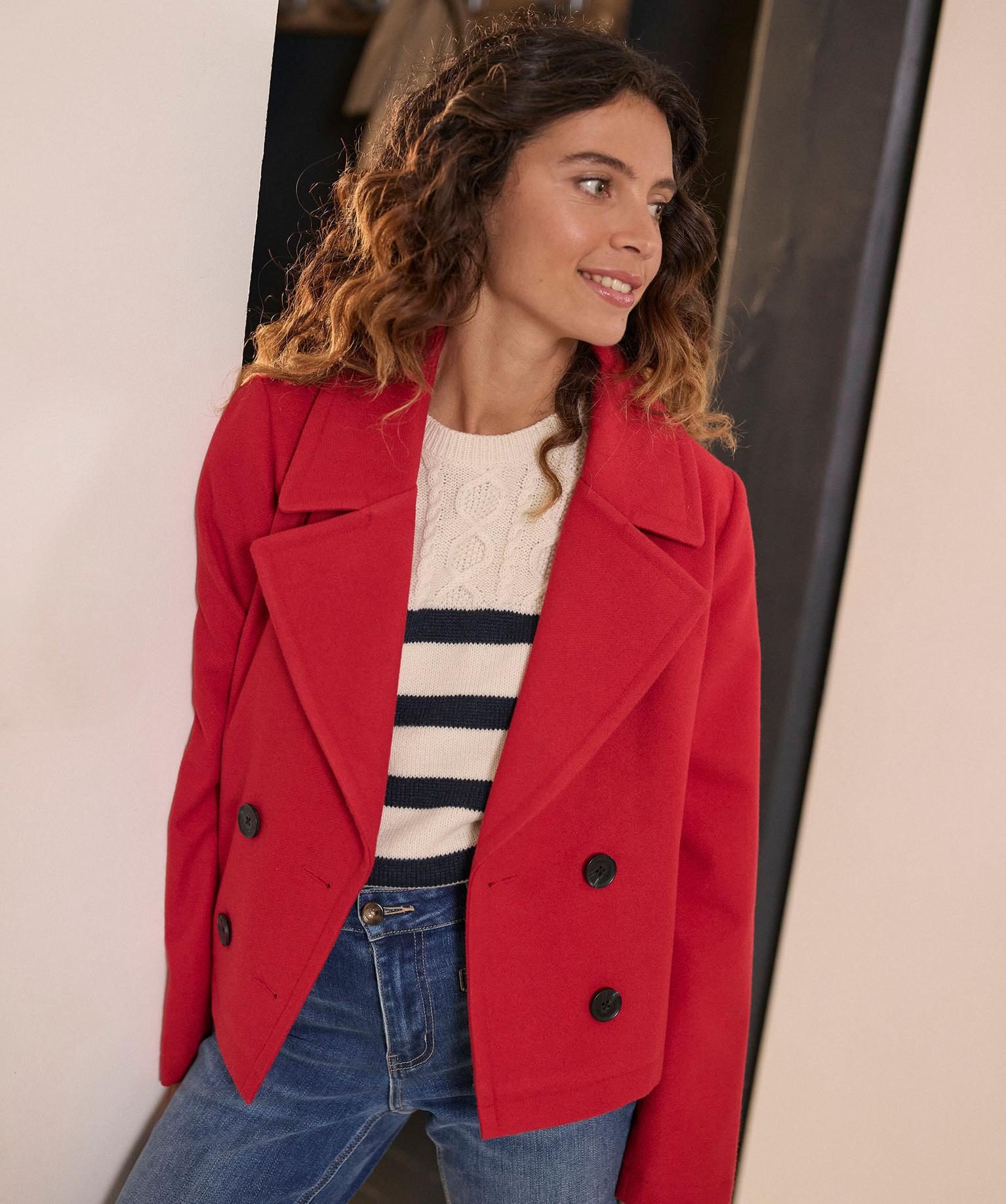 manteau-rouge-femme-134xiy-1.jpg Manteau court à grand col femme rouge | GEMO – Image 1