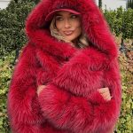 Manteau Rouge Mode Hiver Femme Veste Courte à Capuche Décontractée Épaisse et Chaude en Peluche YT