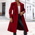 Blouson Femme Rouge Femmes Faux Laine Manteau Chemisier Mince Manteau Trench Longue Veste Dames Mince Longue Ceinture Élégant Pardessus Outwear ...