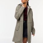Parka longue déperlante à capuche Kaki