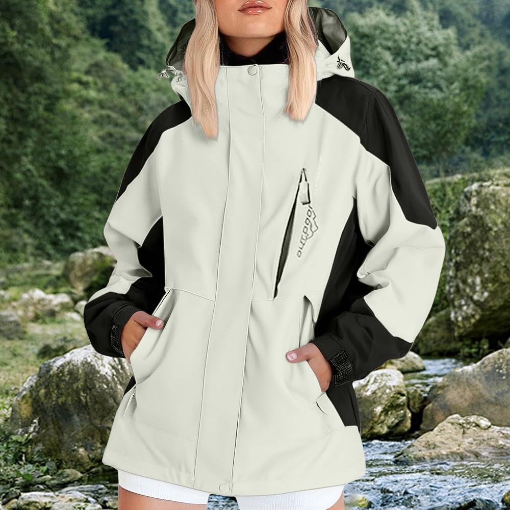 parka-femme-impermeable-avec-capuche-196wuo.jpg Parka Femme Imperméable Avec Capuche, Ciré Femme Imperméable Grande | Mi Saison Capuche Amovible, Poncho Manteau De Pluie, Coupe Vent Séchage Rapide ... – Image 1
