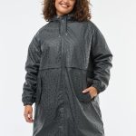 Parka de pluie à capuche avec doublure en fausse fourrure Gris