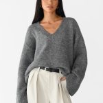 Pull maille oversize col V