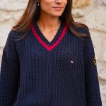 Pull col V femme LUNA MARINE ROUGE ECRU