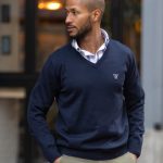 Pull col V homme CARBUN Otago bleu marine
