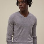 Nolu Pull col V en cachemire extra fin gris pour homme