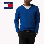 Pull encolure en V Tommy Hilfiger, coupe regular, 100% coton.