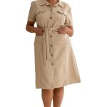 Robe saharienne unie manches courtes (RETHEL)