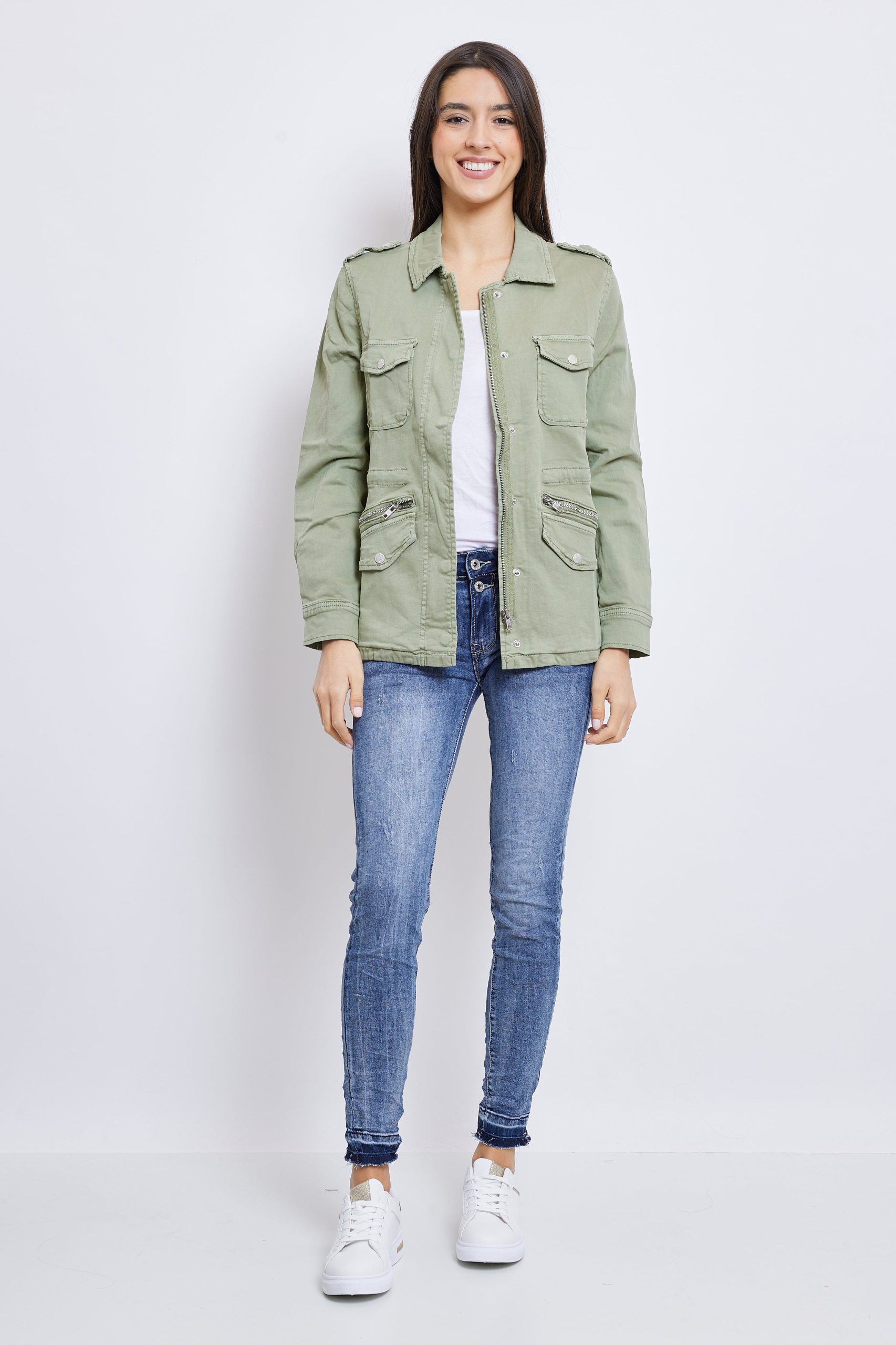 saharienne-femme-481xnh-1.jpg Veste Saharienne Classique Fermeture Éclair – Image 1