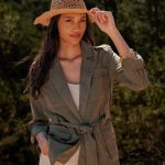 Veste saharienne en Lyocell femme kaki fonce | GEMO