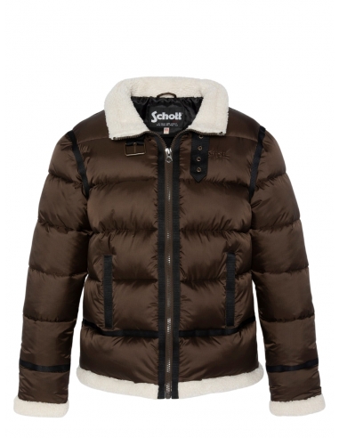 schott-doudoune-305lpg-1.jpg Doudoune homme Schott Marron Pallas Cuir – Image 1
