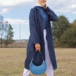 Veste longue style manteau pour femme (Vetement saison automne hiver) Couleur bleue
