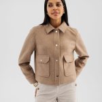 Veste courte aspect drap de laine femme beige | GEMO