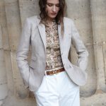 Blazer d'été chic pour femme 100% lin à chevron beige Curling Paris